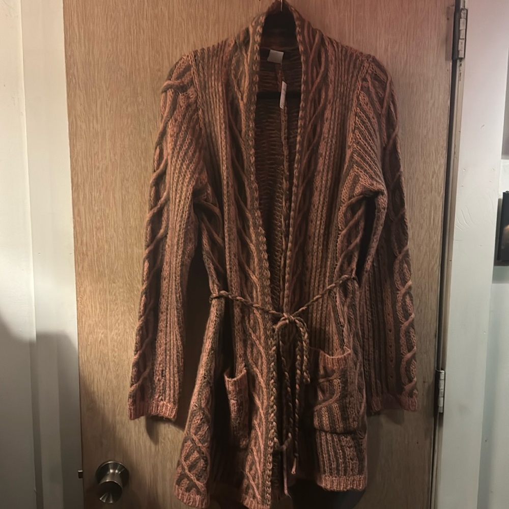 NWT A.C.G Wool Wrap Cardigan Sweater Size L
